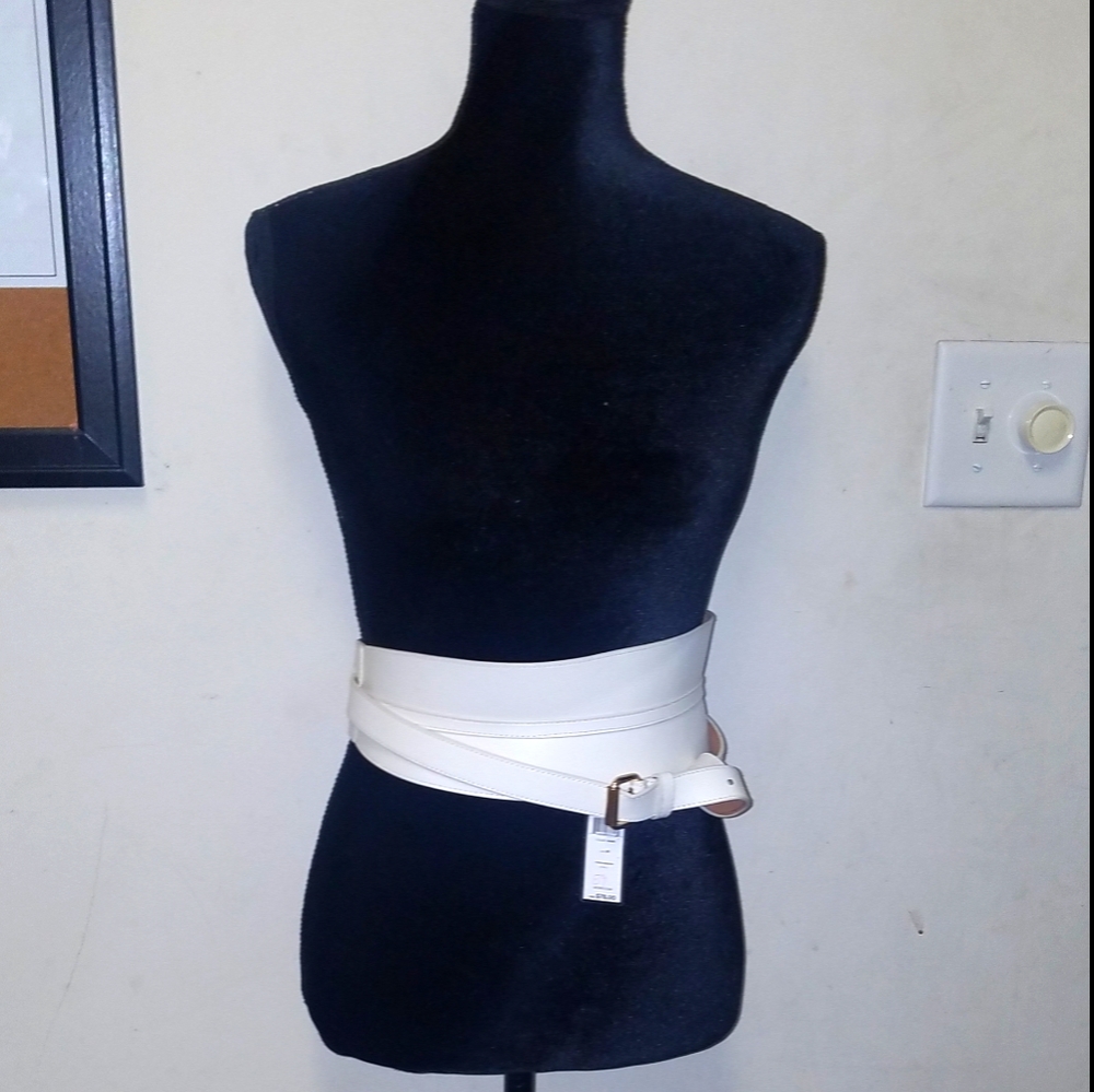 BCBG MAXAZRIA Wide cream belt